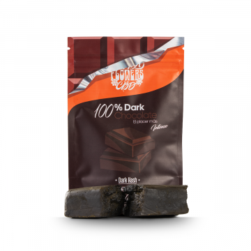 Imagen de la bolsa de packaing de los productos de CBD de Happy Flowers -Variedad Hachís Dark Chocolate